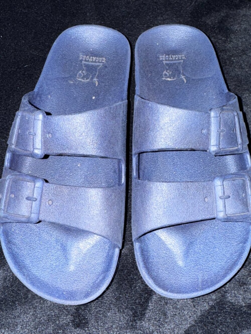 Cacatoès Girls' Blue Sandals (Two-strap, double-buckle slides), Size: Girls 2/3